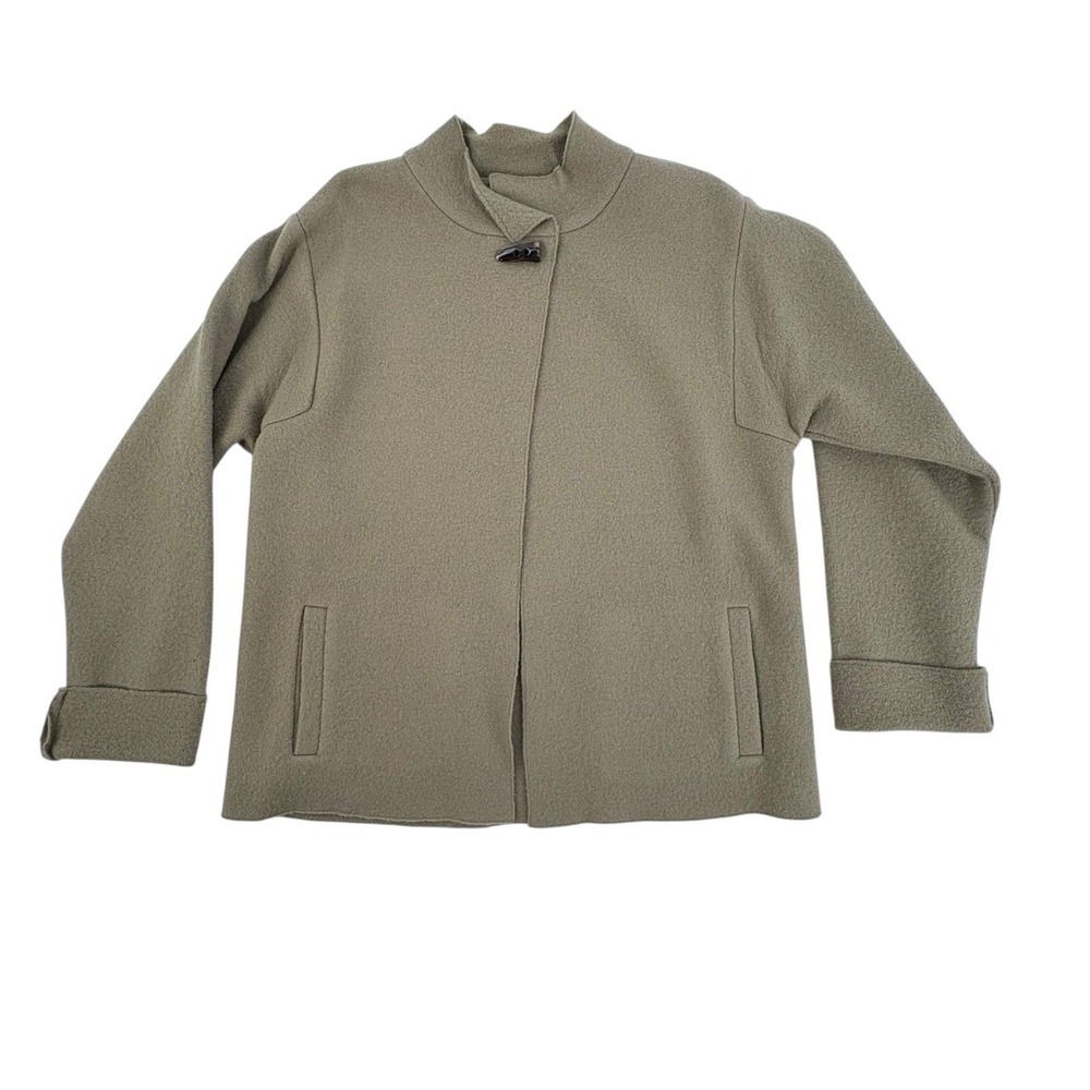 Alexandra Bartlett Asymmetric Sweater Horn Button 100% Wool Women's Med‎ FLAW